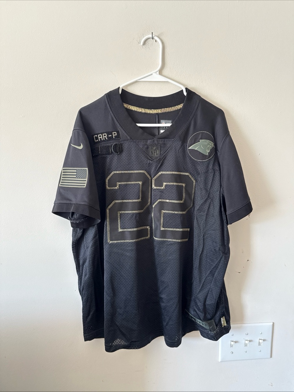 Women's Nike Christian McCaffrey #22 Panthers Salute To Service Jersey Sz 2XL